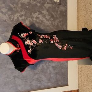 Sicily Asian Design Velvet Feel Maxi Dress Sz 8